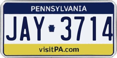 PA license plate JAY3714