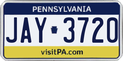 PA license plate JAY3720