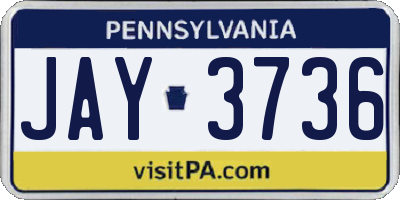 PA license plate JAY3736