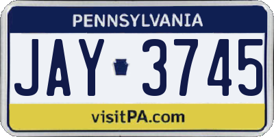 PA license plate JAY3745