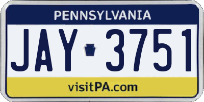 PA license plate JAY3751