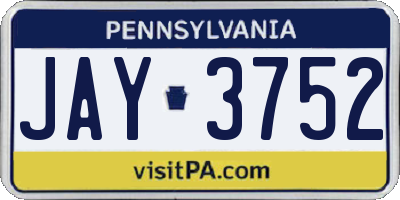 PA license plate JAY3752