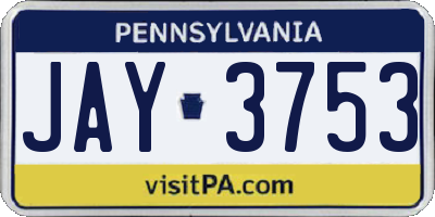 PA license plate JAY3753