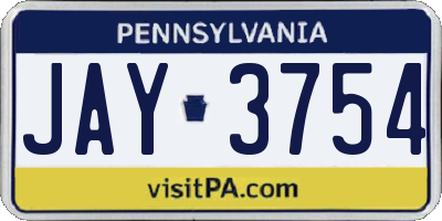 PA license plate JAY3754