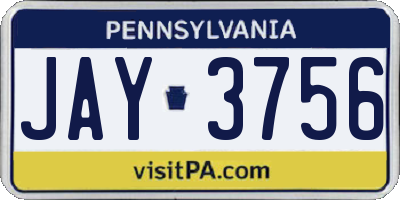PA license plate JAY3756