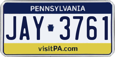 PA license plate JAY3761