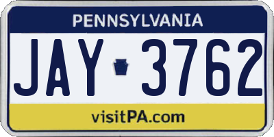 PA license plate JAY3762