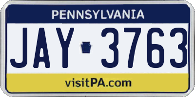 PA license plate JAY3763