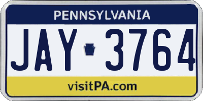 PA license plate JAY3764