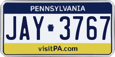 PA license plate JAY3767