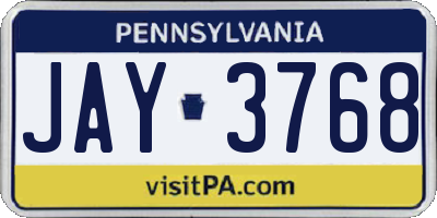 PA license plate JAY3768