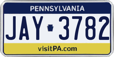 PA license plate JAY3782