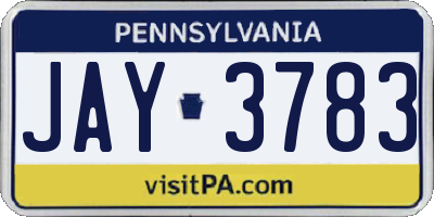 PA license plate JAY3783