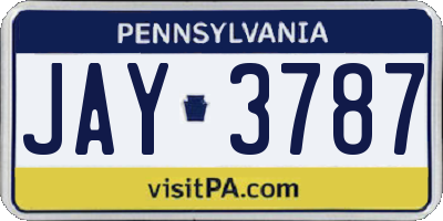 PA license plate JAY3787