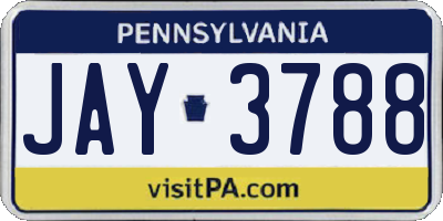 PA license plate JAY3788