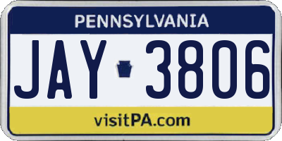 PA license plate JAY3806