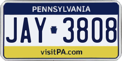 PA license plate JAY3808