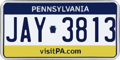 PA license plate JAY3813