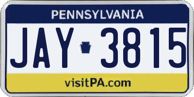 PA license plate JAY3815