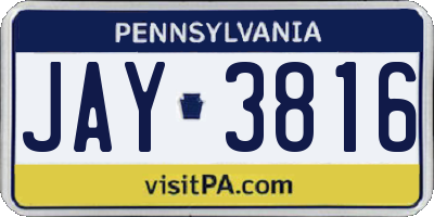 PA license plate JAY3816