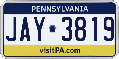 PA license plate JAY3819