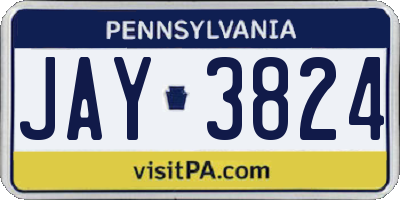 PA license plate JAY3824