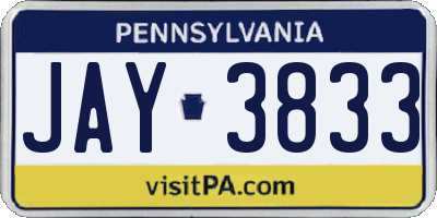 PA license plate JAY3833