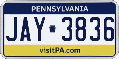 PA license plate JAY3836
