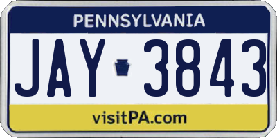 PA license plate JAY3843