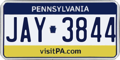 PA license plate JAY3844