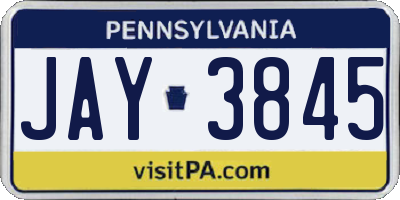 PA license plate JAY3845