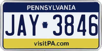 PA license plate JAY3846