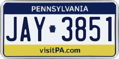 PA license plate JAY3851