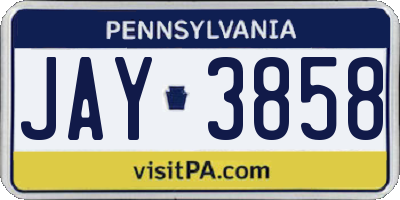 PA license plate JAY3858