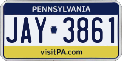 PA license plate JAY3861