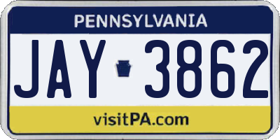 PA license plate JAY3862