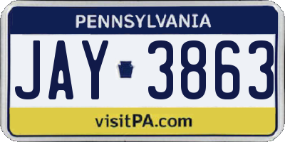 PA license plate JAY3863