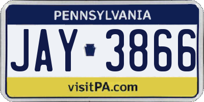 PA license plate JAY3866