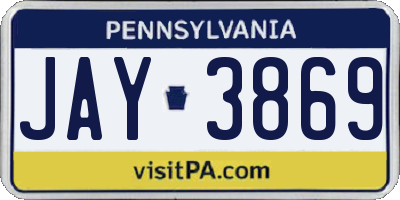 PA license plate JAY3869