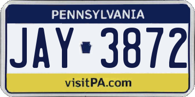 PA license plate JAY3872