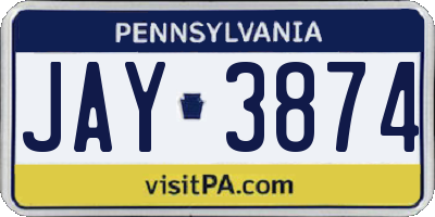 PA license plate JAY3874