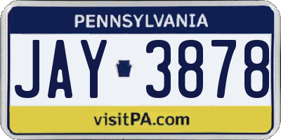 PA license plate JAY3878