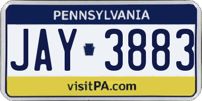 PA license plate JAY3883