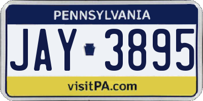 PA license plate JAY3895