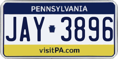 PA license plate JAY3896