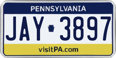 PA license plate JAY3897