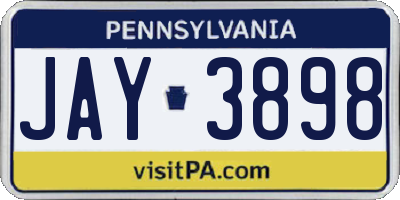 PA license plate JAY3898