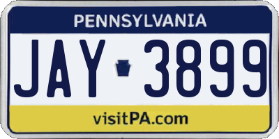 PA license plate JAY3899