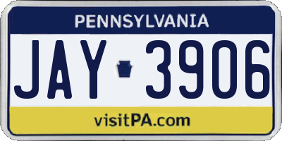 PA license plate JAY3906