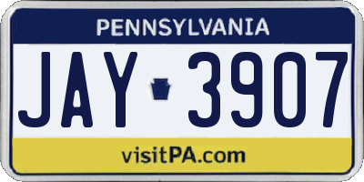 PA license plate JAY3907